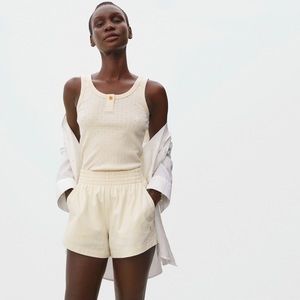 Everlane Organic Cotton Pointelle Tank w/button (color: “Canvas”)